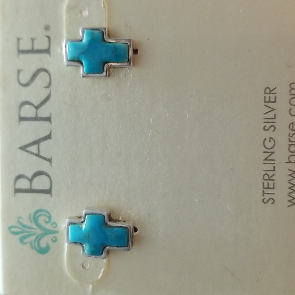 BARSE Cross-Torquise-Sterling Silver Earrings